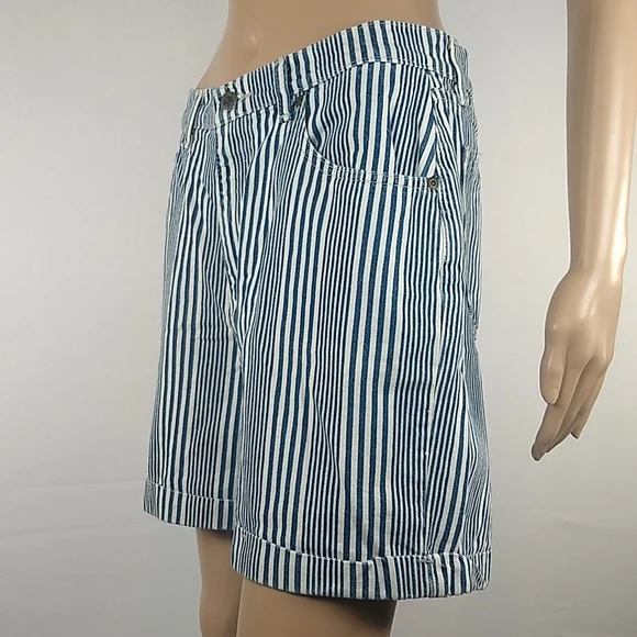 Northcrest Jean Co High Rise stripey rolled cuff shorts Size 12 SHOPKO Vintage - Picture 6 of 17